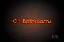 "Bathrooms" (left side arrow, Mountain font) - LED neon sign