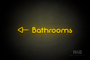 "Bathrooms" (left side arrow, Mountain font) - LED neon sign
