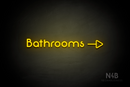 "Bathrooms" (right side arrow, Mountain font) - LED neon sign