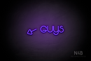 "Guys" (left arrow tilted downwards, Vangeline font) - LED neon sign
