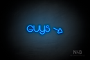 "Guys" (right arrow tilted downwards, Vangeline font) - LED neon sign