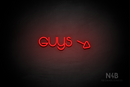"Guys" (right arrow tilted downwards, Vangeline font) - LED neon sign