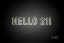 "HELLO 21!" (Charlote Rounded font) - LED neon sign