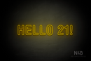"HELLO 21!" (Charlote Rounded font) - LED neon sign