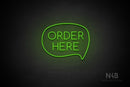 "ORDER HERE" (capitals, right bubble, Cooper font) - LED neon sign