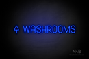 "WASHROOMS" (left up arrow, Havanola font) - LED neon sign