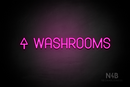 "WASHROOMS" (left up arrow, Havanola font) - LED neon sign