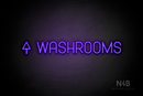 "WASHROOMS" (left up arrow, Havanola font) - LED neon sign