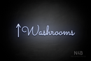"Washrooms" (left up arrow, Kidplay font) - LED neon sign