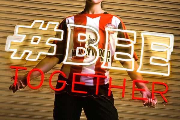 #BEETOGETHER (two lines) - Licensed LED Neon Sign, Brentford FC