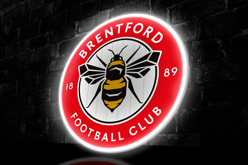 Brentford UV-print Badge - Licensed LED Neon Sign, Brentford FC