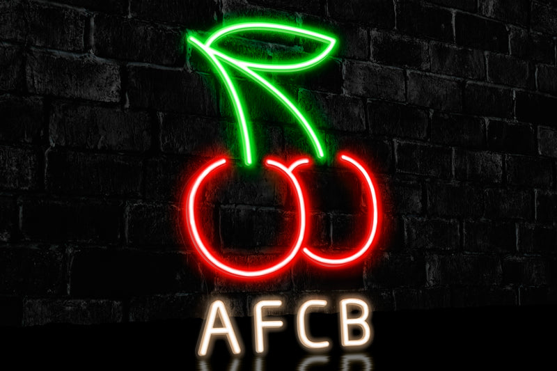 Cherries & "AFCB" - Licensed LED Neon Sign, AFC Bournemouth