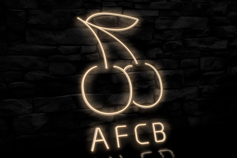 Cherries & "AFCB" - Licensed LED Neon Sign, AFC Bournemouth