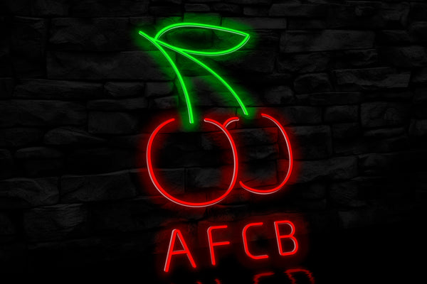 Cherries & "AFCB" - Licensed LED Neon Sign, AFC Bournemouth