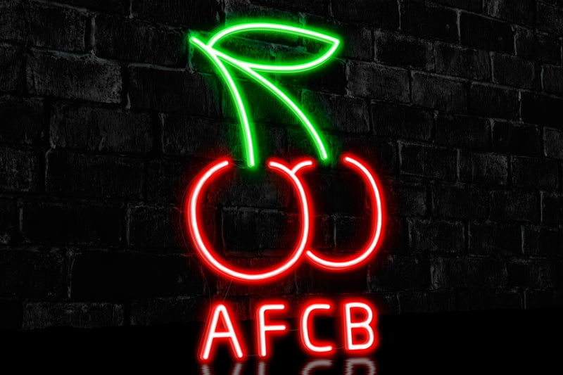 Cherries & "AFCB" - Licensed LED Neon Sign, AFC Bournemouth