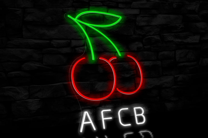 Cherries & "AFCB" - Licensed LED Neon Sign, AFC Bournemouth