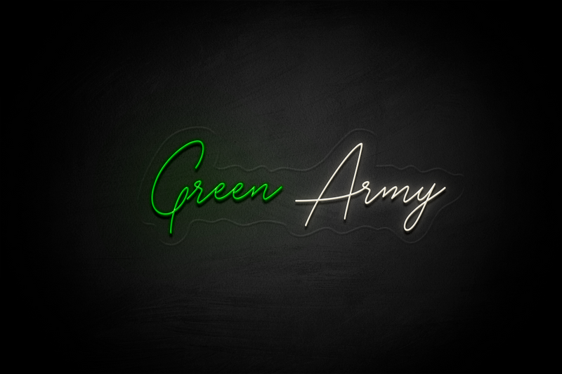 "Green Army" (cursive) - Licensed LED Neon Sign, Plymouth Argyle FC