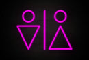Man & Woman Restrooms triangle shaped icons - LED neon sign