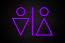 Man & Woman Restrooms triangle shaped icons - LED neon sign
