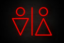 Man & Woman Restrooms triangle shaped icons - LED neon sign