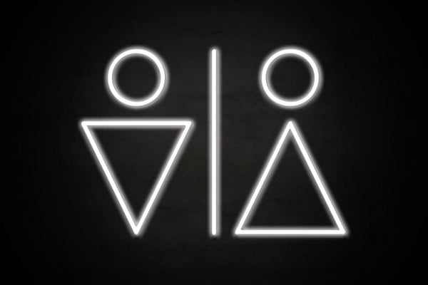 Man & Woman Restrooms triangle shaped icons - LED neon sign