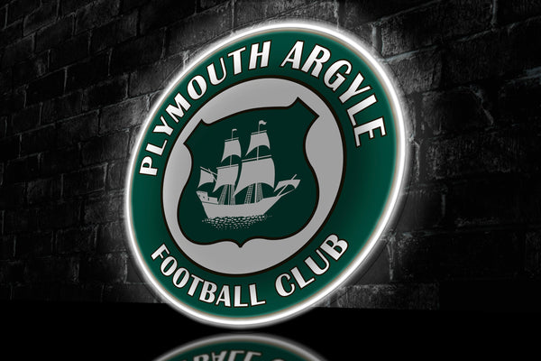 PAFC Circular UV-print Badge - Licensed LED Neon Sign, Plymouth Argyle FC