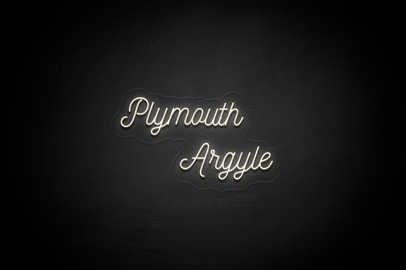 "Plymouth Argyle" (2 lines) - Licensed LED Neon Sign, Plymouth Argyle FC