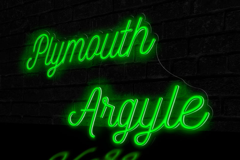 "Plymouth Argyle" (2 lines) - Licensed LED Neon Sign, Plymouth Argyle FC