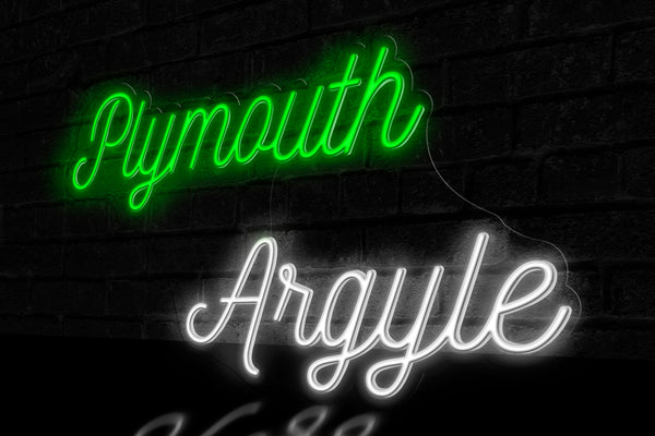 "Plymouth Argyle" (2 lines) - Licensed LED Neon Sign, Plymouth Argyle FC