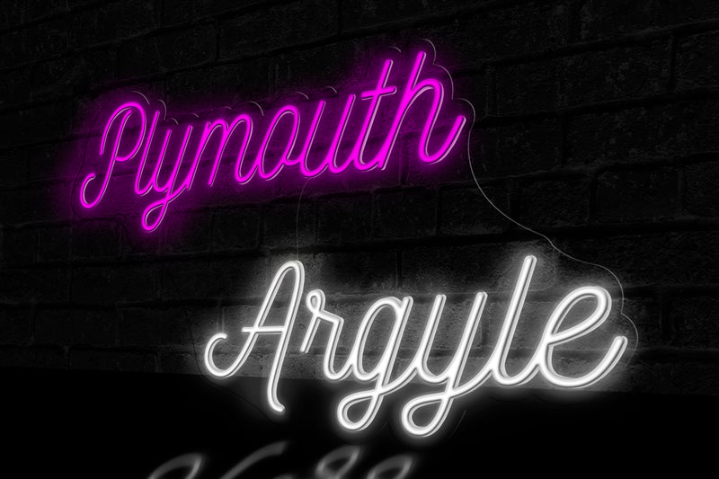 "Plymouth Argyle" (2 lines) - Licensed LED Neon Sign, Plymouth Argyle FC