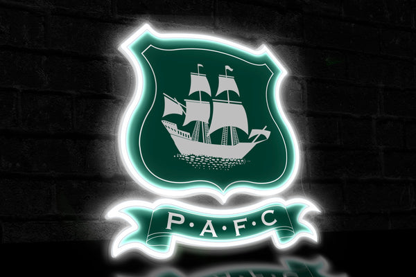 PAFC UV-print Crest - Licensed LED Neon Sign, Plymouth Argyle FC