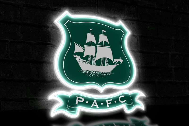 PAFC UV-print Crest - Licensed LED Neon Sign, Plymouth Argyle FC