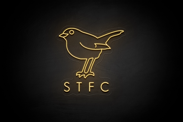 Robin & "STFC" initials below - Licensed LED Neon Sign, Swindon Town FC