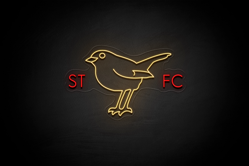 Robin & "STFC" initials on the sides - Licensed LED Neon Sign, Swindon Town FC