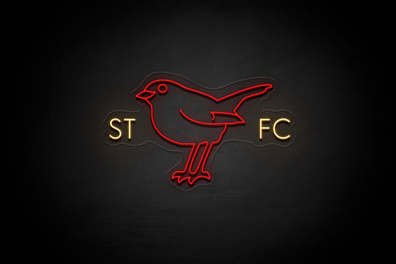 Robin & "STFC" initials on the sides - Licensed LED Neon Sign, Swindon Town FC