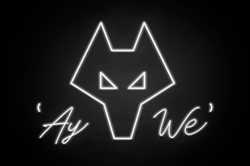 Wolves Simplified Crest & 'Ay We' - Licensed LED Neon Sign, Wolverhampton Wanderers FC