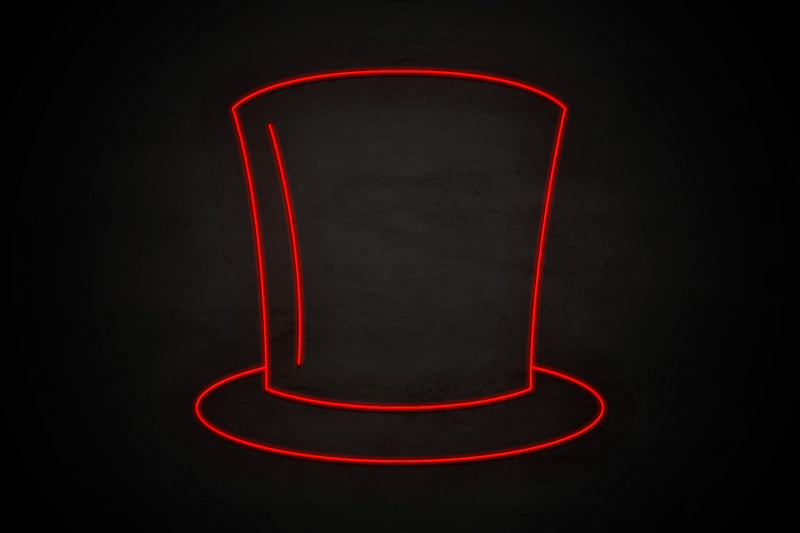 Top hat icon Male restrooms - LED neon sign