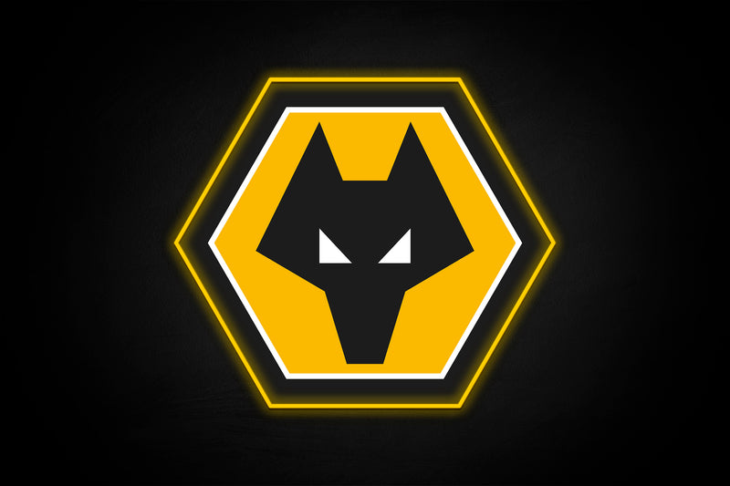 Wolves UV-print Crest - Licensed LED Neon Sign, Wolverhampton Wanderers FC