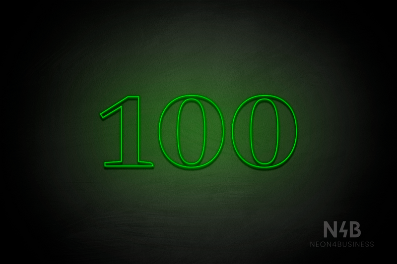 Number "100" (World font) - LED neon sign