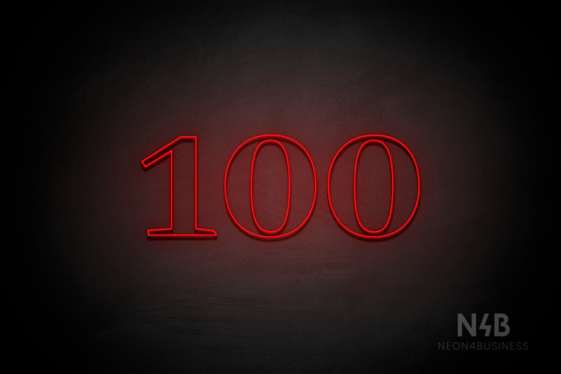 Number "100" (World font) - LED neon sign