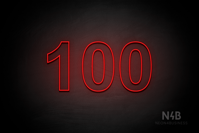 Number "100" (Arial font) - LED neon sign