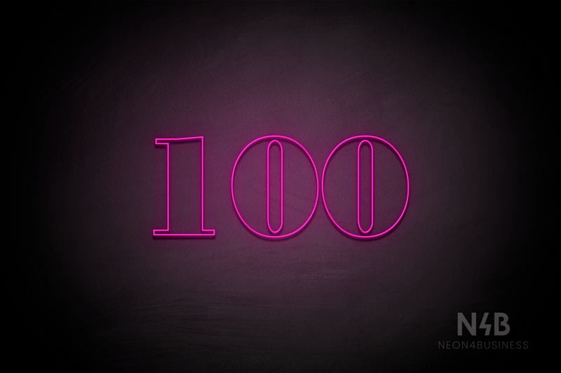 Number "100" (Bodoni Libre font) - LED neon sign