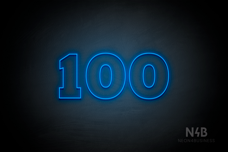 Number "100" (Roletta font) - LED neon sign