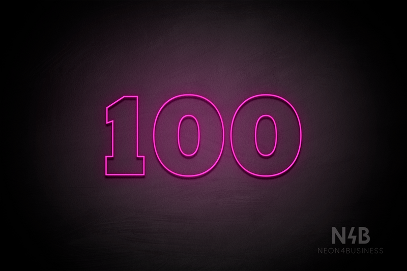Number "100" (Roletta font) - LED neon sign