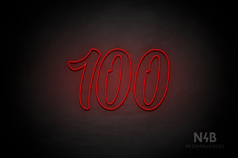 Number "100" (Charming font) - LED neon sign