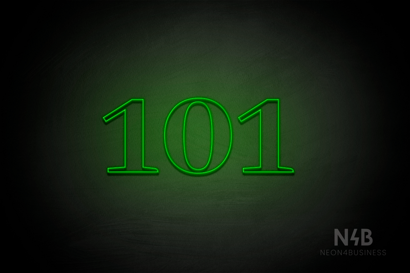 Number "101" (World font) - LED neon sign