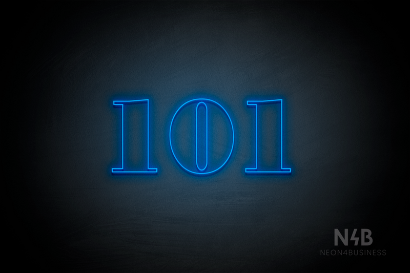 Number "101" (Bodoni Libre font) - LED neon sign