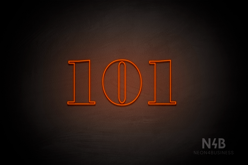 Number "101" (Bodoni Libre font) - LED neon sign