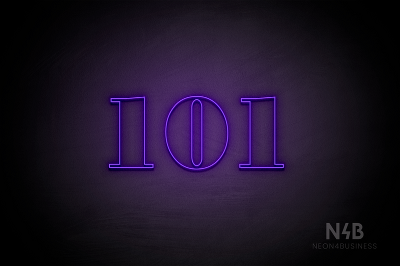 Number "101" (Bodoni Libre font) - LED neon sign
