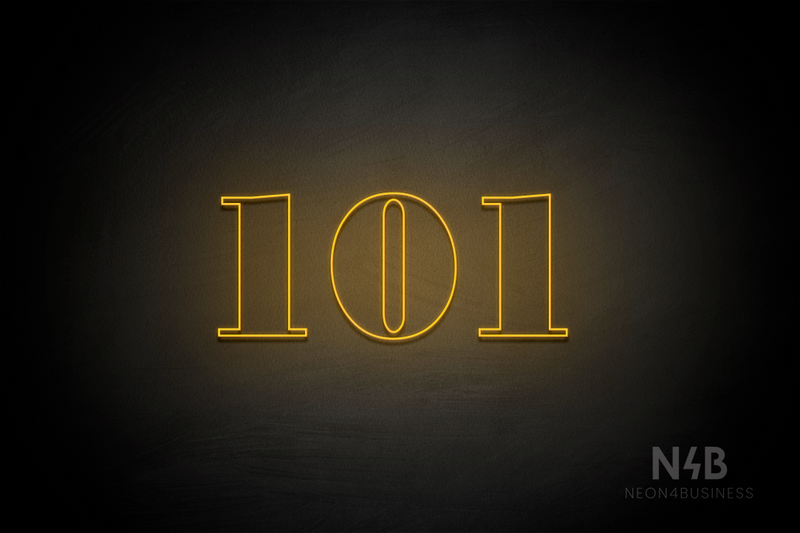 Number "101" (Bodoni Libre font) - LED neon sign